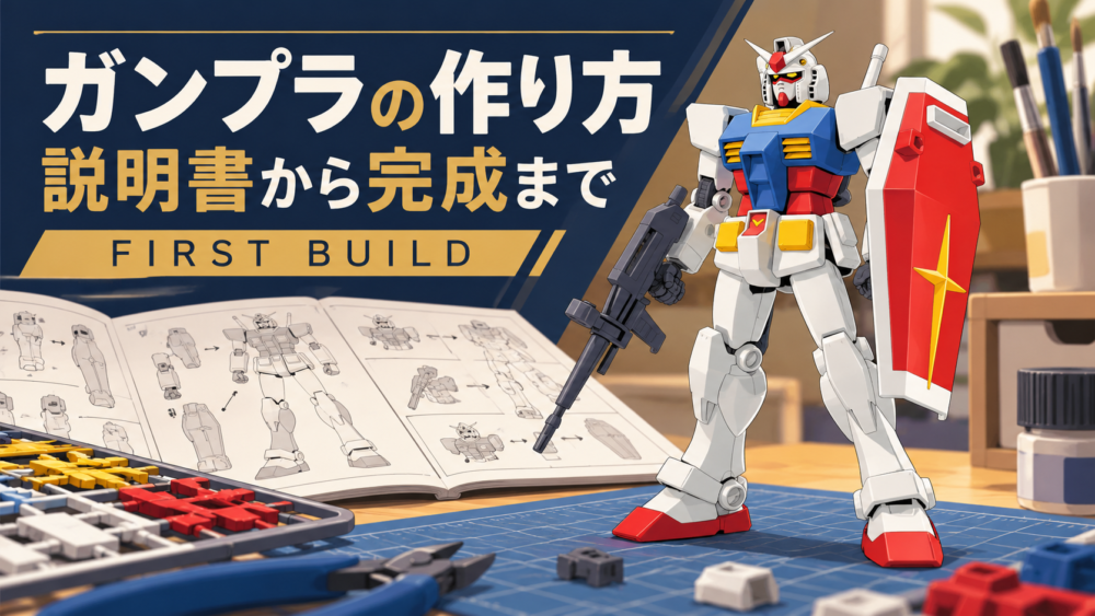 build-2：ガンプラの作り方・飾り方ガイドのイメージイラスト / Gunpla guide cover illustration