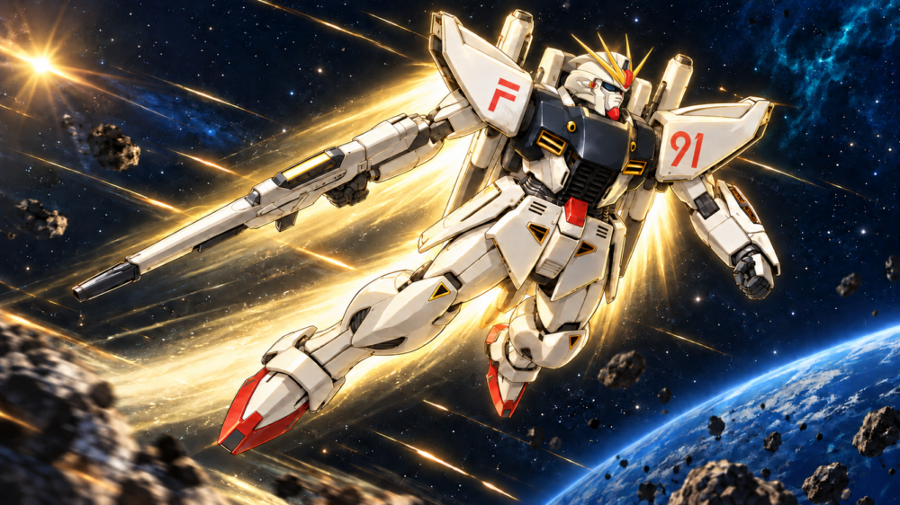 最大稼働で高速移動するF91の解釈イラスト