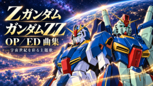 ZガンダムとZZガンダムを描いたOP／ED曲集のオリジナルイラスト
