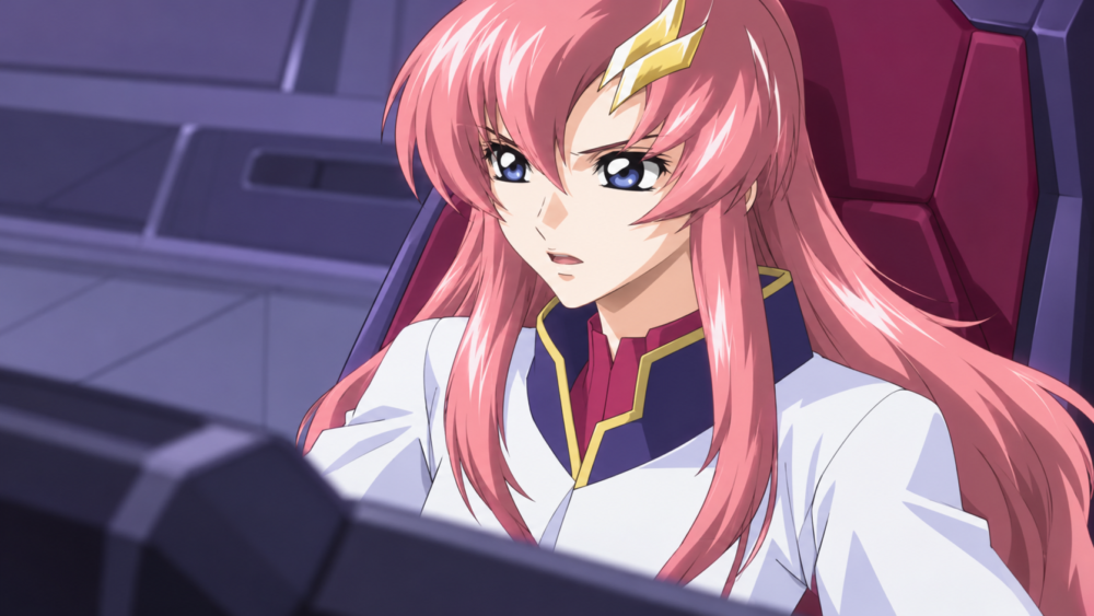 エターナルからザフト兵へ毅然と呼びかけるラクス / Lacus addressing ZAFT soldiers from the Eternal