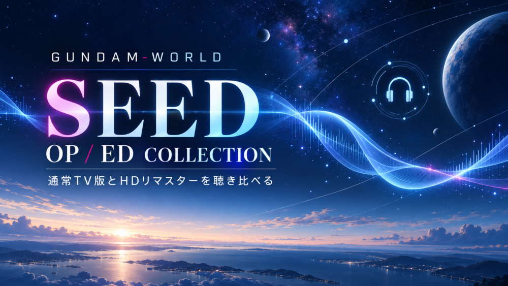 seed-music — original editorial illustration / ガンダムSEEDのOP／ED曲集｜通常TV版とHDリマスター版の違い